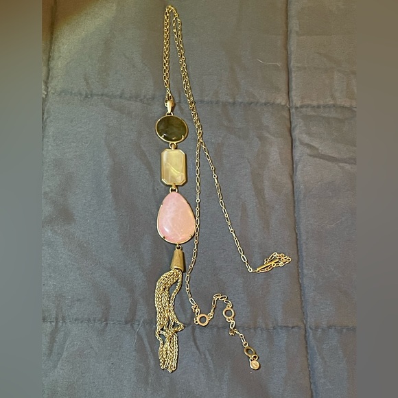 Spartan 449 Gold-tone Necklace with three stones and tassel - Picture 5 of 13